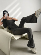 Ladies' Plain And Simple Daily Wear Short Sleeve Top And Long Pants Set